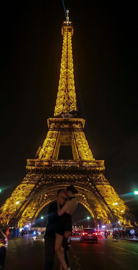 Lovers under Eiffel Tower Eiffel Tower At Night, At Night, Eiffel Tower, Vision Board, Tower, Kiss, Paris, Collage, Pins