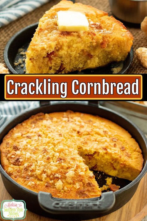 Crackling Cornbread Crackling Cornbread, Amish Dishes, Southern Cornbread Recipe, Best Cornbread Recipe, Cornbread Recipe Sweet, Cheddar Cornbread, Buttermilk Cornbread, With Cornbread, Dressing Recipes Cornbread