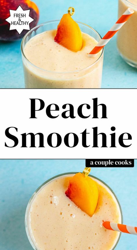 Peach Mango Smoothie, Peach Smoothie Recipes, Smoothie Recipes With Yogurt, Blueberry Banana Smoothie, Fruit Smoothie Recipes Healthy, Peach Smoothie, Smoothie Recipes Healthy Breakfast, Drink Recipes Nonalcoholic, Smoothie Drink Recipes