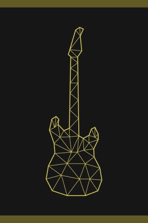 Polygon electric guitar abstract design. A nice abstract guitar design will make a nice unusual gift for any guitarist or anyone who loves guitars. Color gold Geometric Guitar, Guitar Abstract, Abstract Guitar, Guitar Wall Art, Electric Guitar Design, Guitar Wall, Shirt Prints, Minimal Wall, Minimal Wall Art