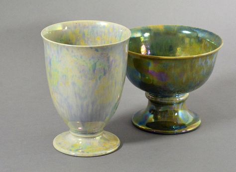 Ruskin Pottery lustre; goblets | The whiter glaze vessel is … | Flickr Pottery Wine Cups, Glaze Ceramics, Pottery Cups, Ceramics Pottery Art, Ceramics Ideas Pottery, Wine Goblets, Metal Table Lamps, Wine Cups, Clay Ceramics