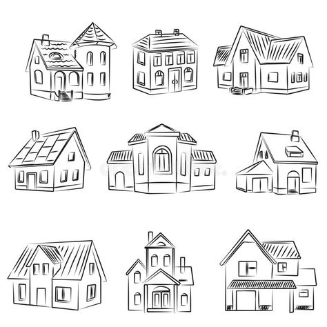 Patchwork, Building Outline, House Design Drawing, Simple Building, House Clipart, Architecture Drawing Art, House Drawing, Design Drawings, Funny Cute Cats