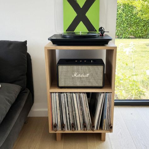 Turntable Furniture Design, Record Player Setup, Vinyl Record Furniture, Vinyl Record Room, Turntable Furniture, Vinyl Shelf, Record Room, Record Shelf, Vinyl Display