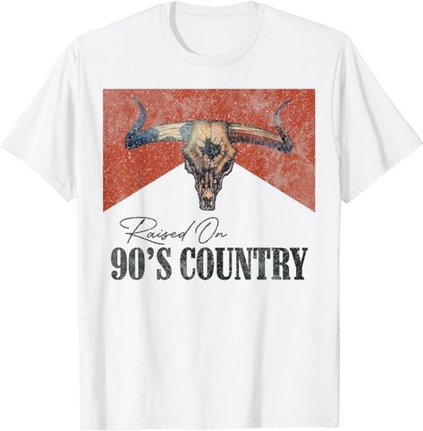 LANMERTREE curated on LTK Outfits Vintage Retro, 90s Country Music, Ride A Cowboy, Cowboy Vintage, 90s Country, Country Music Shirts, Gift For Grandpa, Bull Skull, Cowboys Shirt