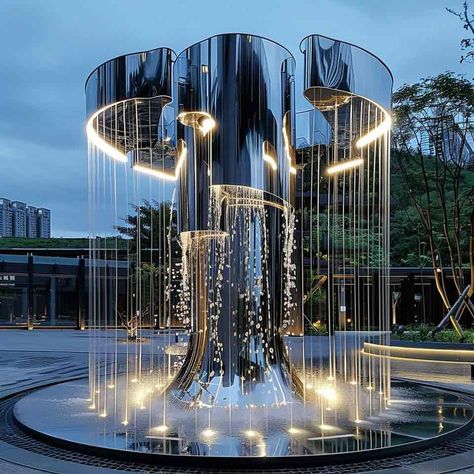 large outdoor fountain,stainless steel fountain,mirror fountain,modern fountain,modern sculpture fountain,fountain sculpture,high end sculptures,mirror stainless steel sculpture,outdoor fountain Fountain Design Modern, Solar Water Fountains Outdoor, Small Home Garden, Decorative Water Fountain, Large Fountain, Steel Fountain, Design A Garden, Sculpture Fountain, Water Fountain Design