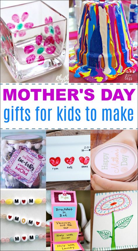 These DIY Mother's Day gifts are perfect for dad to make with the kids. There are also many cute gift ideas that would be appreciated by grandma and other moms in your life. #mothersday #mothersdaygifts Mother's Day Gifts From Kids, Mothers Day Gifts From Kids, Gifts For Kids To Make, Mothers Day Crafts Preschool, Cheap Mothers Day Gifts, Easy Mother's Day Crafts, Diy Mother's Day Crafts, Gifts From Kids, Cute Mothers Day Gifts