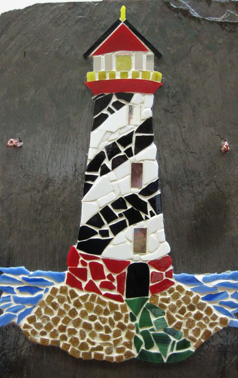 Mosaic Lighthouse, Mosaic Designs Pattern, Mosaics For Kids, Mosaic Christmas, Mosaic Art Diy, Mosaic Garden Art, Mosaic Art Projects, Mosaic Tile Art, Glass Mosaic Art