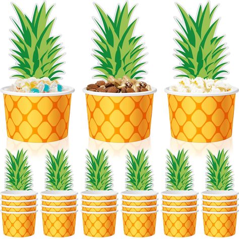 PRICES MAY VARY. Sufficient Quantity to Use: the package includes 24 sets of paper snack cups in pineapple design and each one comes with a card that looks like pineapple leaves, the sufficient quantity can meet your party use and replacement needs, and you can also share them with others who are going to hold a party Appropriate Size Detail: the size of the pineapple cup is approx. 90 x 75 x 62 mm/ 3.54 x 2.95 x 2.44 inches, and the pineapple leaf card is about 7.5 x 12 cm/ 2.95 x 4.72 inches, Moana Theme Birthday, Tropical Bachelorette Party, Pineapple Cup, Aloha Party, Hawaiian Luau Party, Luau Birthday Party, Pineapple Parties, Pineapple Decor, Luau Birthday