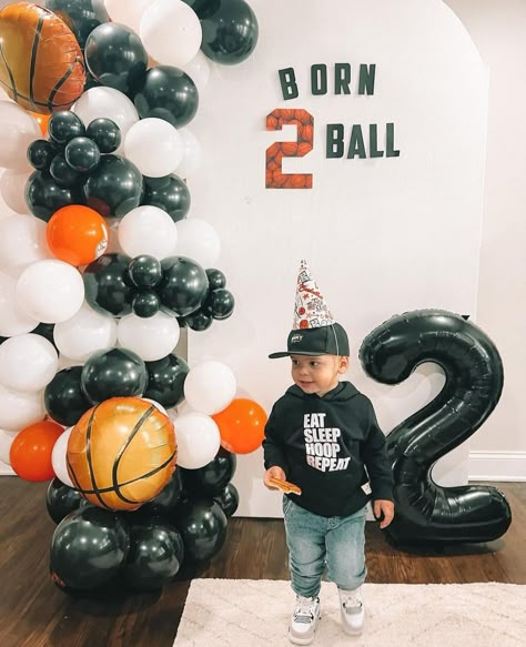 Sport Themed 2nd Birthday Party, Basketball Themed 2nd Birthday, 2 Year Sports Birthday, Two Year Old Basketball Party, Sports Ball Party Theme 2nd Birthday, Second Birthday Basketball Theme, Second Birthday Sports Theme, Ball Theme 2nd Birthday Party, 2nd Basketball Birthday Party