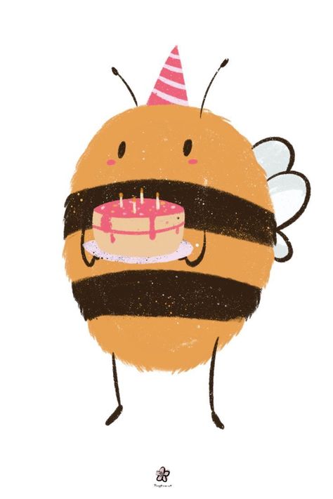 Birthday Card Drawing, Birthday Illustration, Illustration Doodle, Bee Birthday, Card Drawing, Arte Inspo, Adobe Portfolio, Happy B Day, Cute Doodles