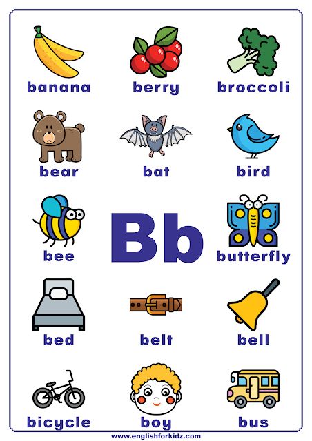 Printable Alphabet Posters for Every Letter. English ABC posters for classroom decoration. Letter B. #ESL Alphabet Posters For Classroom, Abc Posters, English Abc, B Alphabet, Letter B Worksheets, Materi Bahasa Inggris, English For Kids, Abc Worksheets, Abc Phonics