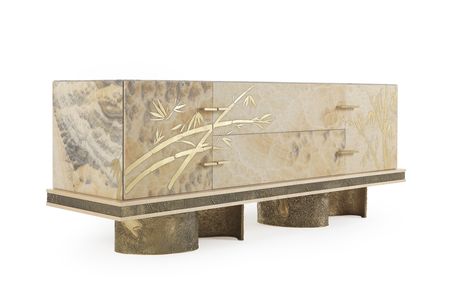 Jumbo Collection - Collection 2018 - Shinto TV unit - Cloudy onyx marble, brass and gold engraves #furniture #classic #luxury #interiorsdesign Modernize Old Furniture, Tv Holder, Living Room Tv Unit Designs, Living Room Tv Unit, Soft Furniture, Onyx Marble, Tv Unit Design, Leaf Decor, Old Furniture