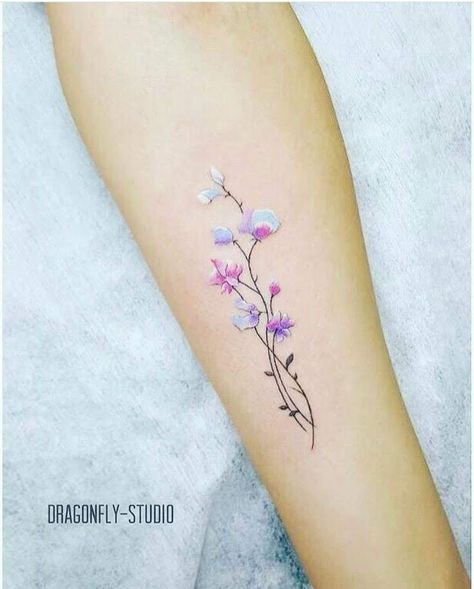 Watercolour Tattoo Flower, Watercolour Flower Tattoo, Watercolor Flower Tattoo, Small Flower Tattoo, Purple Flower Tattoos, Violet Flower Tattoos, Small Watercolor Tattoo, Watercolour Tattoo, Watercolour Tattoos