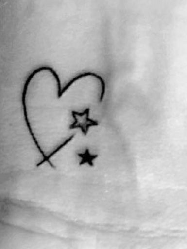 Heart Star Tattoos For Women, Heart Stars Tattoo, Star And Heart Tattoos, Star And Heart Tattoo Designs, Heart And Stars Tattoo, Heart With Stars Tattoo, Mother Daughter Star Tattoos, Stars And Hearts Tattoos, Small Star Tattoos For Women