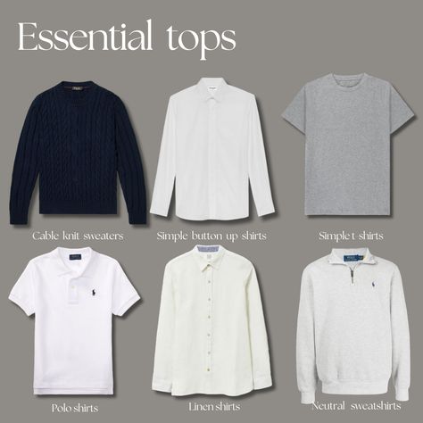 Old Money Men Wardrobe, Old Money Aesthetic Wardrobe, Old Money Polo Shirt Men, Simple Old Money Outfits Men, Old Money Outfits Capsule Wardrobe, Men Tops Fashion, Mens Old Money Capsule Wardrobe, Old Money Shirt Men, Old Money Wardrobe Essentials Men