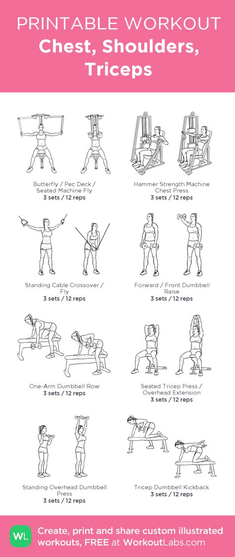 Chest, Shoulders, Triceps: my visual workout created at WorkoutLabs.com • Click through to customize and download as a FREE PDF! #customworkout Cable Machine Workout, Exercise Regimen, Workout Labs, Printable Workout, Cable Workout, Workout Stuff, Pink Sheets, Printable Workouts, Circuit Workout