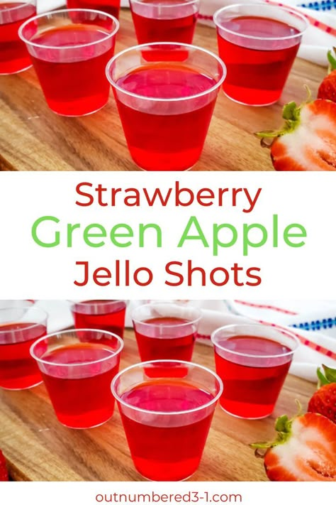 Green Apple Jello Shots, Sugar Free Jello Shots, Apple Jello Shots, Alcohol Desserts, Strawberry Jello Shots, Spiked Drinks, Easy Jello Shots, Green Apple Vodka, Watermelon Jello