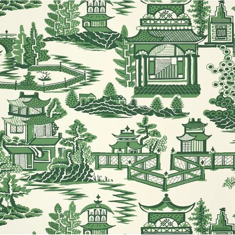 Schumacher Nanjing 13.5' L x 27" W Wallpaper Roll | Perigold China Tea House, Stylized Trees, Asian Wallpaper, Schumacher Wallpaper, Chinoiserie Motifs, Dappled Light, Chinoiserie Wallpaper, W Wallpaper, Willow Pattern