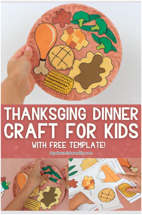 Enjoy quality time with your kids crafting a Thanksgiving dinner scene using our free printable template. Ideal for fall and November crafting activities. This DIY Thanksgiving craft project is perfect for families looking to create meaningful memories together. With step-by-step instructions and a printable template, children can easily design and decorate their own paper plate scenes, adding a personal touch to your Thanksgiving celebrations. Get started today! Turkey Craft With Paper Plate, Thanksgiving Projects Preschool, Thankful Activities For Kindergarten, November Class Activities, Thanksgiving Food Preschool Activities, November Classroom Crafts, Thanks Giving Placemats For Kids Diy, Thankful Turkeys Preschool, Thanksgiving Placemat Kindergarten