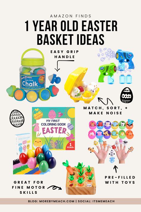 20 Useful and Fun 1 Year Old Easter Basket Ideas on Amazon (2024) Easter For 1 Year, Two Year Old Easter Basket, 1 And A Half Year Old Easter Basket Ideas, Easter Basket For 1 Year, Easter One Year Old, One Year Old Easter Basket, Easter Basket For One Year Old, Easter Basket 1 Year, One Year Old Easter Basket Ideas