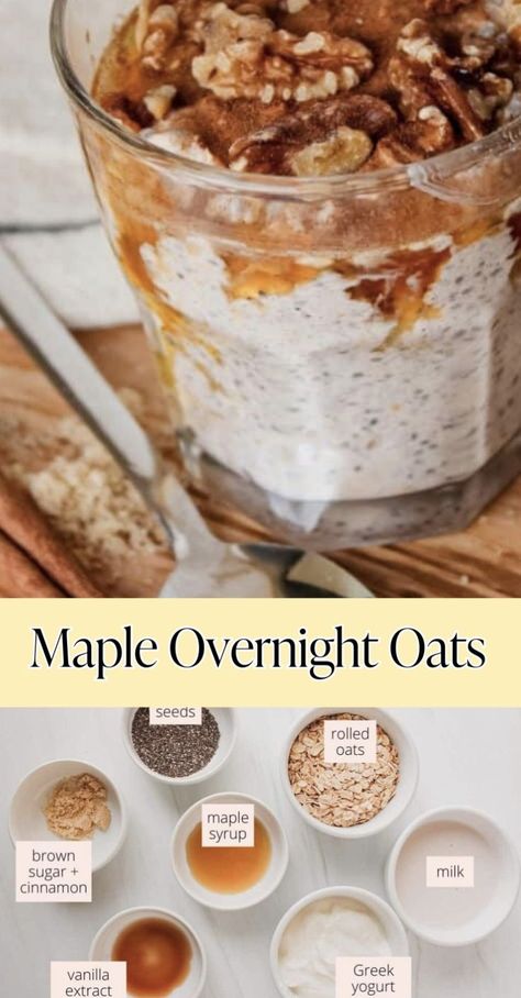 Maple Brown Sugar Overnight Oats, Brown Sugar Overnight Oats, Overnight Oats High Protein, Overnight Oat Recipe, High Protein Oatmeal, Maple Brown Sugar Oatmeal, High Protein High Fiber, Overnight Oats Recipe Easy, Overnight Oats With Yogurt