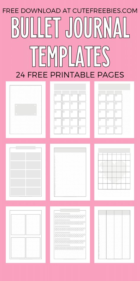 Free Bullet Journal Printable Template - Cute Freebies For You A5 Journal Printables Free, Journal Templates Printable Free, Planner Ideas Printables, Free Journal Printables Templates, Free Journal Templates, Online Bullet Journal, Bujo Templates, Journal Printables Templates, Free Templates Download