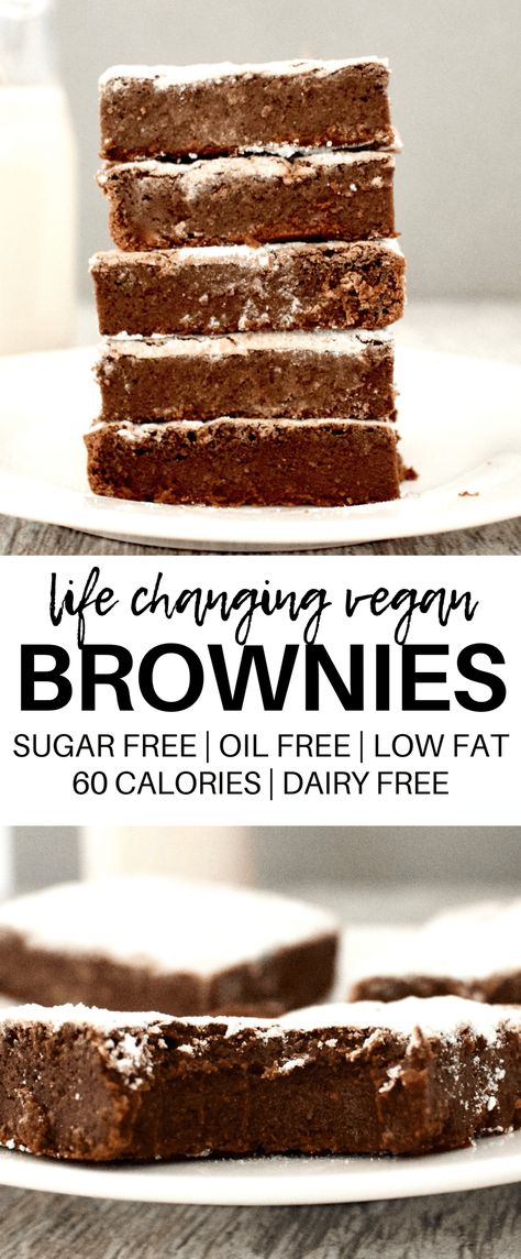 Vegan Fudge Brownies (Low-Calorie + Gluten-Free + Sugar-Free) Vegan Fudge Brownies, Low Cal Dessert, Low Calorie Vegan, Vegan Fudge, Low Calorie Dessert, Sugar Free Vegan, Vegan Brownie, Vegan Mac And Cheese, Low Calorie Desserts