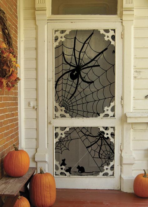 Deco Porte Halloween, Diy Halloween Window Decorations, Entrada Halloween, Diy Halloween Window, Porta Halloween, Halloween Window Decorations, Heritage Lace, Adornos Halloween, Halloween Window