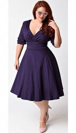 Women S Plus Size Dresses At Belk  #PlusSizeDressesWithSleeves Plus Size Purple Dress, Purple Dress Plus Size, Vintage Plus Size Fashion, Casual Dress Plus Size, Flattering Plus Size Dresses, Plus Size Retro Dresses, 1950s Fashion Dresses, Big Size Dress, Robes Vintage