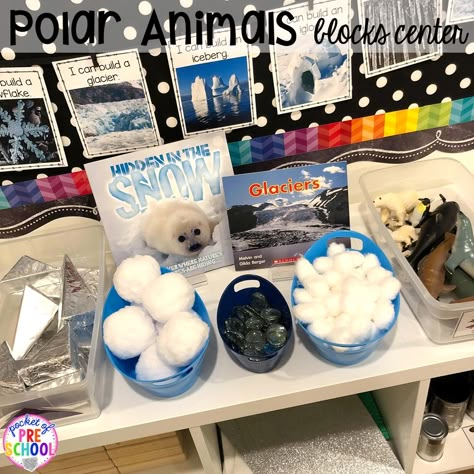 Polar Animal Themed Activities and Centers - Pocket of Preschool Winter Social Studies Activities Preschool, Polar Animals Preschool, Blocks Center, Arctic Animals Preschool, Winter Study, School Diy Ideas, Pocket Of Preschool, Animals Preschool, Winter Science