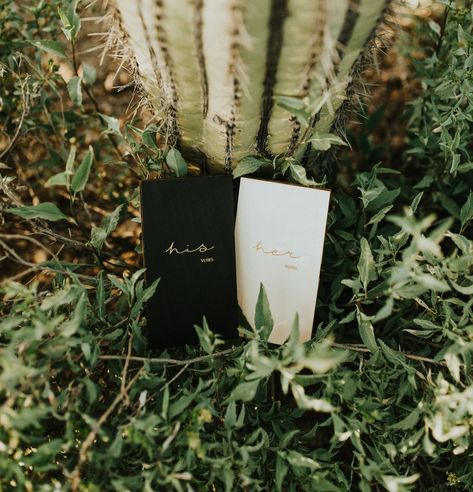 His and hers vow books by a saguaro cactus in Saguaro National Park Tuscon Az, Elopement Details, Arizona Elopement, Saguaro National Park, Vow Books, Elopement Wedding Photography, Wedding Intimate, Wedding Details Photography, Hawaii Elopement