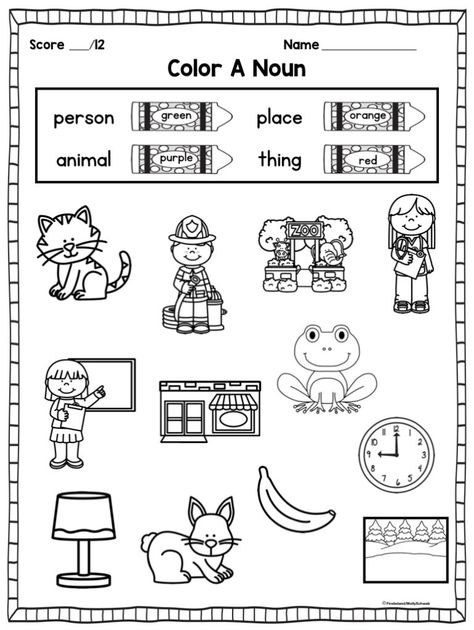 Noun Activities For First Grade - Firstieland Sorting Nouns Worksheet, Adjectives Worksheet Kindergarten, Noun Anchor Chart First Grade, Noun Activities For First Grade, Kindergarten Binder, Nouns Worksheet Kindergarten, Nouns First Grade, Nouns Kindergarten, Common Nouns Worksheet