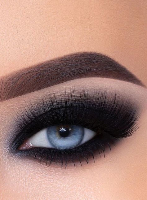 3. Classic Black Smokey Eye Add a sparkly to your look with eye makeup like this! Here we have black smokey eyelids with long... Smokey Eye Makeup Steps, Black Smokey Eye Makeup, Dark Makeup Looks, Black Eye Makeup, Pretty Eye Makeup, Black Smokey, Black Smokey Eye, Smokey Eye Tutorial, Smokey Eye Makeup Tutorial