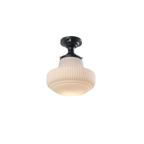 The "Schoolhouse Flush Mount Ceiling Light" draws inspiration from classic academic settings, where functionality meets timeless design. The ribbed glass shade is reminiscent of the traditional lighting fixtures found in early 20th-century schoolhouses, offering both a nostalgic charm and a modern twist. The structured lines of the shade combined with a sleek black fixture create a piece that’s both vintage and versatile, perfect for adding a touch of history to contemporary spaces. If you have Traditional Light Fixtures, Pendant Lamps Kitchen, Large Ceiling Fans, Bedside Wall Lights, Traditional Floor Lamps, Modern Pendant Lamps, Modern Ceiling Lamps, Recessed Wall Lights, Island Pendant Lights