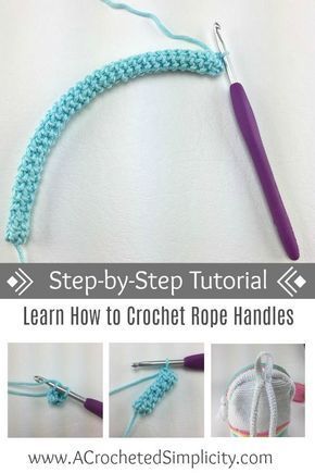 Cordon Crochet, Crochet Handles, Crochet Cord, Pola Amigurumi, Crochet Rope, Learn How To Crochet, Single Crochet Stitch, Crochet Stitches Tutorial, Crochet Instructions