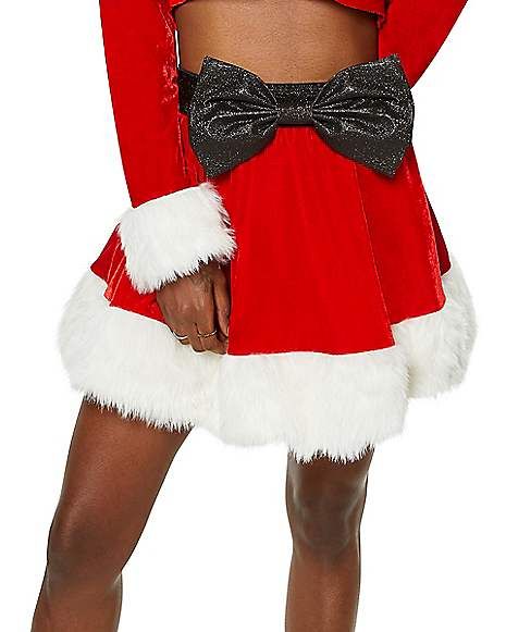 Sexy Santa Skirt with Faux Fur Trim - Spirithalloween.com Santa Skirt, Spencers Gifts, Santa Suits, Ultimate Christmas, Red Skirt, Christmas Costumes, White Faux Fur, Red Skirts, Christmas Present