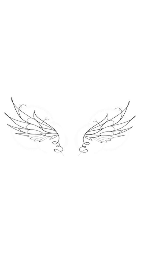 Angel Wings Tattoo Drawing, White Ink Angel Wing Tattoo, Delicate Wings Tattoo, Angel Wings On Back Of Neck, Delicate Angel Wings Tattoo, Wing Spine Tattoo, Angel Wing Tramp Stamp, Wing Tattoo On Leg, Angel Tramp Stamp