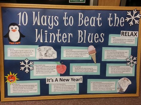 My January RA Bulletin Board Resident Assistant Bulletin Boards, Counseling Bulletin Boards, Nurse Bulletin Board, December Bulletin Boards, Health Bulletin Boards, November Bulletin Boards, Kindergarten Bulletin Boards, College Bulletin Boards, Holiday Bulletin Boards