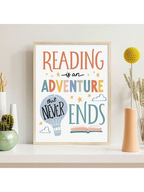 1pc Reading Is An Adventure, School Library Decor, Reading Printable Poster, Classroom Reading Nook Classroom Reading Poster, Classroom Tapestry Multicolor Modern   Canvas Letter    Home Decor, size features are:Bust: ,Length: ,Sleeve Length: Book Wall Classroom, Classroom Tapestry, Reading Is An Adventure, Classroom Reading Nook, Reading Nook Classroom, Literacy Classroom, Haloween Decor, School Library Decor, Home Library Decor