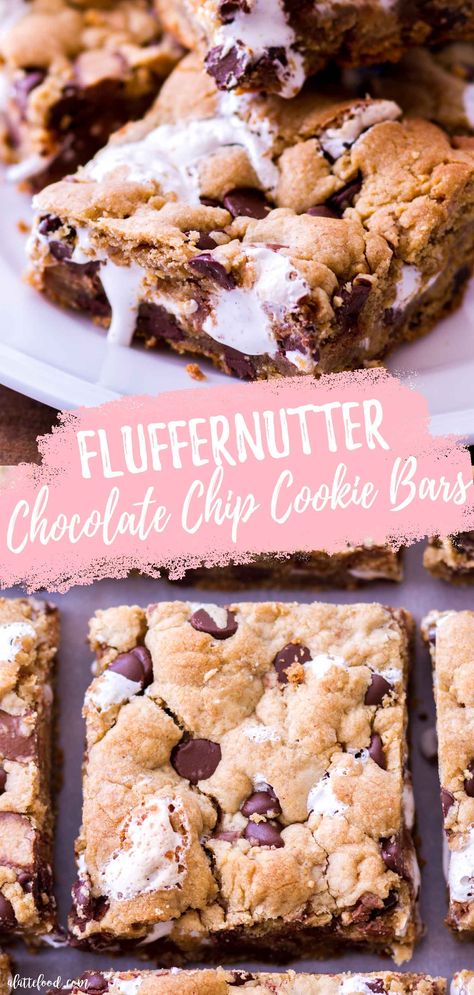 Fluffernutter Dessert, Marshmallow Peanut Butter, Dessert Bars Recipes Easy, Chocolate Chip Marshmallow Cookies, Peanut Butter Chocolate Chip Cookie, Easy Dessert Bars, Peanut Butter Marshmallow, Fluff Desserts, Chocolate Chip Bars