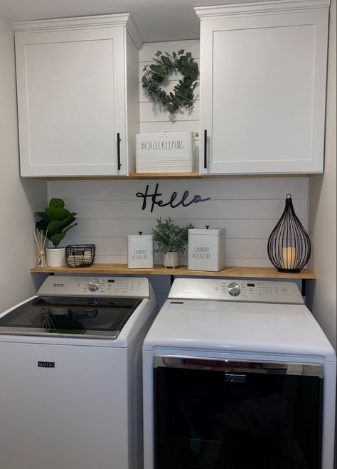 #rusticdecor #rustichomedecor #farmhouse #farmhouseideas Laundry Room Update, Small Laundry Room Makeover, Tiny Laundry Rooms, Dream Laundry Room, Laundry Room Closet, Laundry Room Renovation, Modern Laundry Rooms, Farmhouse Laundry Room, Laundry Room Inspiration