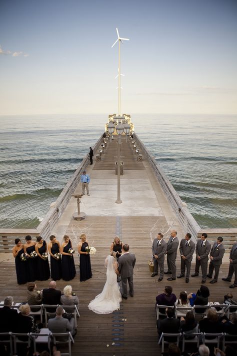 Such a gorgeous day for a wedding at Jennette's Pier! Jennette's Pier Wedding / Outer Banks Wedding / Photo by Genevieve Stewart http://www.ncaquariums.com/jennettes-pier-plan-your-event #jennettespierwedding #beachwedding #obx Pier Wedding, Obx Wedding, Yacht Wedding, Boat Wedding, Honeymoon Photos, Outer Banks Wedding, Cruise Wedding, Wedding Spot, Wedding Expo