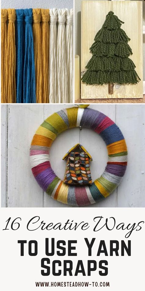 Discover 16 creative ways to use up leftover yarn scraps with these fun and easy projects! From DIY home decor to simple crafts, these ideas are perfect for turning yarn remnants into something beautiful. #YarnScraps #ScrapYarnProjects #DIYCrafts #YarnCrafts #CreativeCrafts #CraftIdeas #LeftoverYarn #YarnProjects #UpcycleYarn #CraftingFun Yarn Ends Projects, Wool Yarn Crafts, Easy Yarn Gifts, Wool Yarn Crochet Projects, Crafts To Make With Yarn, Stuff To Make With Yarn, What To Do With Leftover Yarn, Easy Yarn Ornaments, Hand Yarn Crafts