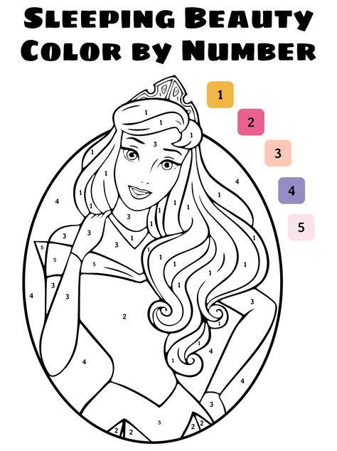 Printable Sleeping Beauty Coloring Pages Sleeping Beauty Activities, Disney Color By Number Printable Free, Aurora Sleeping Beauty Drawing Easy, Color By Number For Adults Disney, Coloring Pages Sleeping Beauty, Sleeping Beauty Coloring Pages, Castle Coloring Page, Printable Princess, Princess Printables