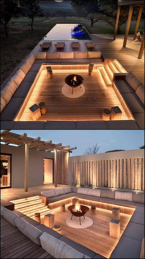 Eksterior Modern, Dream Life House, Desain Lanskap, تصميم للمنزل العصري, التصميم الخارجي للمنزل, Terrace Design, Dream House Rooms, Outdoor Decor Backyard, Deck Ideas