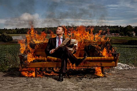 Burning Sofa by Glenn Karlsen, via Flickr Glamorous Furniture, Best Leather Sofa, Hot Seat, Magical Images, Fire Photography, Photoshop Projects, Inspirational Images, Create Photo, On Fire