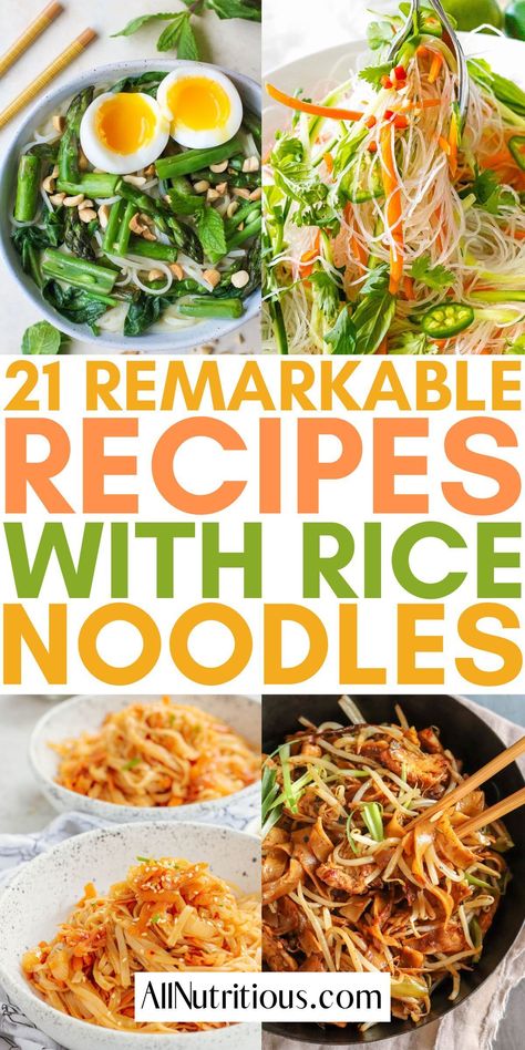 You can easily indulge in more delicious rice noodle recipes with ease when you make any of these flavorful rice noodle dishes. These super easy rice noodle recipes are perfect for the whole family to enjoy more easy recipes with rice noodles. High Protein Rice Noodle Recipe, Soups With Rice Noodles, Noodle Dish Recipes, Wide Rice Noodle Recipes Thai Dishes, Meal Prep Rice Noodles, Thai Recipes With Rice Noodles, Recipes With Pho Noodles, Lotus Rice Ramen Recipes, Easy Dinner Recipes Rice Noodles