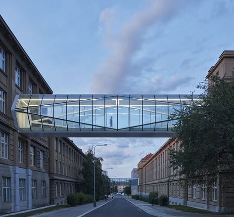 10 examples of glass in architecture we liked this week | News | Archinect Bridges Architecture, Glass Walkway, Bridge Structure, Glass Bridge, Sky Bridge, Concrete Column, Architectural Competition, Bridge Building, Bridge Design