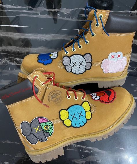 Custom Kaws Timberlands 100% Authentic Custom Timbs, Custom Timberland Boots, Timberland Custom, Timberland Boots Outfit Mens, Cute Uggs, Timberland Leather Boots, Mode Swag, Mindless Behavior, Timberland Boots Outfit