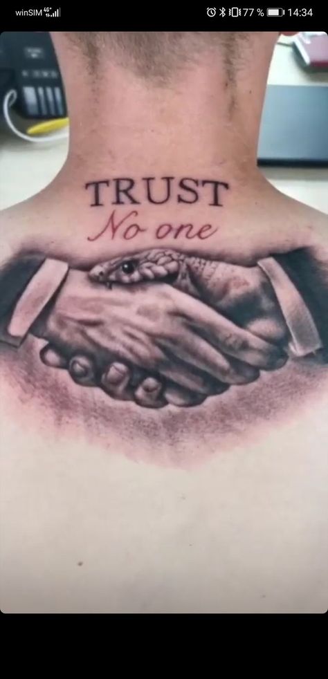 Trust None Neck Tattoo, Trust Tattoo For Men, Trust No One Neck Tattoo, Never Trust Tattoo, Trust None Tattoos Men, Neck Tattoo Men Ideas Unique, Back Of The Neck Tattoos Men, No Trust Tattoo, Tattoo On Neck For Men